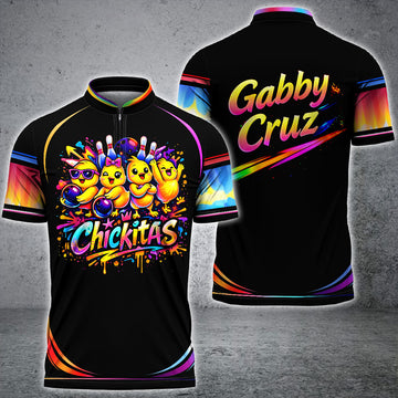 Maxcorners Bowling Chickitas Team Jerseys, Men Bowling Polo Shirts For Gabriella