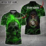 Maxcorners Billiard Skull Flame All Over Print Personalized Name And Team Name 3D Polo (4 Colors)