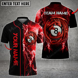 Maxcorners Billiards Ghost Rider Series Flame Dragon Ball 8 Multicolor Options Personalized Name And Team Name 3D Polo (4 Colors)