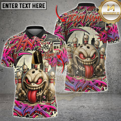 Maxcorners Bowling Mad Bowl Graffiti Style Multicolor Customized Name, Team Name 3D Shirts