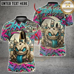 Maxcorners Bowling Mad Bowl Graffiti Style Multicolor Customized Name, Team Name 3D Shirts