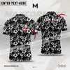 Maxcorners Customized Name Skull And Flower Pattern Golf Multicolor Option Custom 3D Polo Shirt