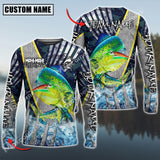 Maxcorners Mahi-Mahi Fishing Cod Water Blue Sun Protection Personalized Name, Team Name Long Sleeve Shirt