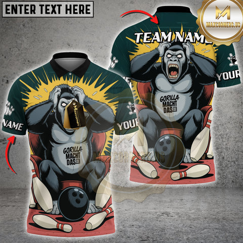 Maxcorners Gorilla Bowling Fury Personalized Name, Team Name 3D Unisex Shirt