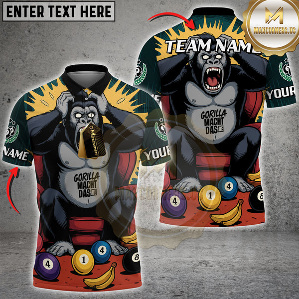 Maxcorners Billiard Gorilla Pool Rage Personalized Name, Team Name 3D Unisex Shirt