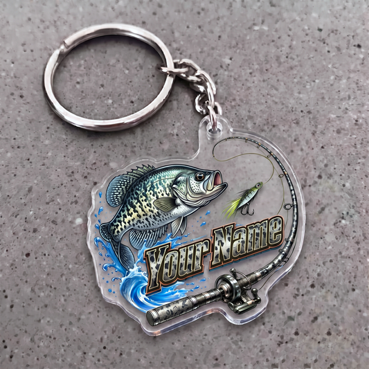 Maxcorners Crappie Fishing Rod And Lure Personalized Name 3D Keychain And Ornament