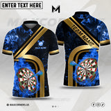 Maxcorners Darts Fire Flame Mutilcolor Options Personalized Name, Team Name 3D Polo Shirt