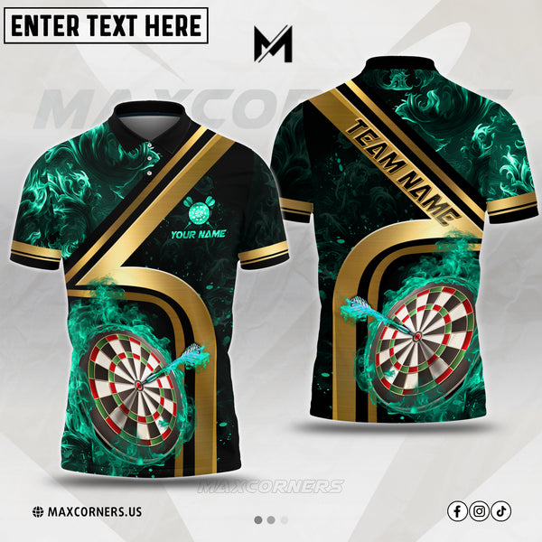 Maxcorners Darts Fire Flame Mutilcolor Options Personalized Name, Team Name 3D Polo Shirt