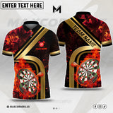 Maxcorners Darts Fire Flame Mutilcolor Options Personalized Name, Team Name 3D Polo Shirt