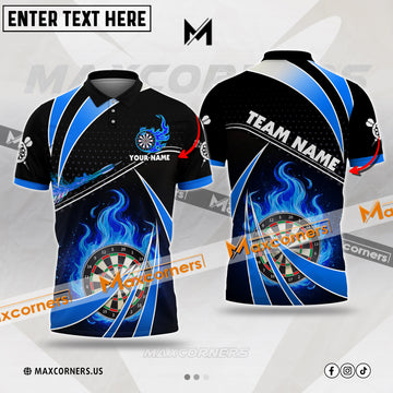 Maxcorners Darts Fire Light Mutilcolor Options Personalized Name, Team Name 3D Polo Shirt