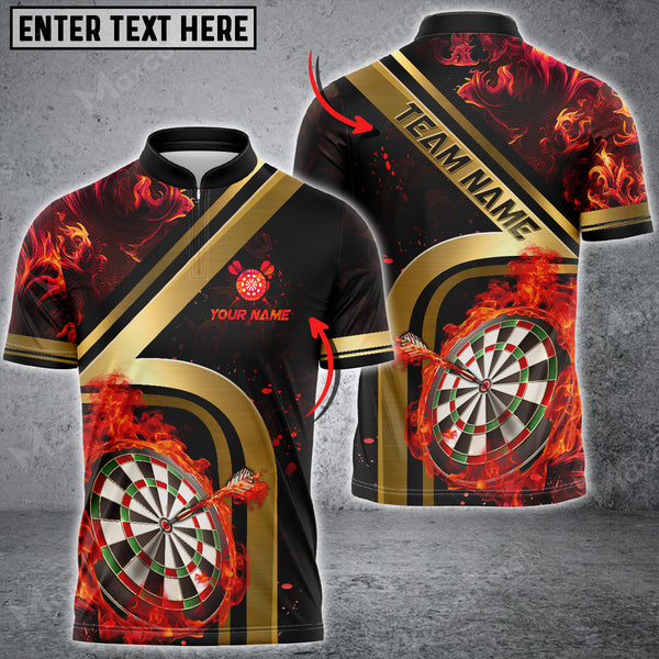 Maxcorners Darts Fire Flame Mutilcolor Options Personalized Name, Team Name 3D Polo Shirt