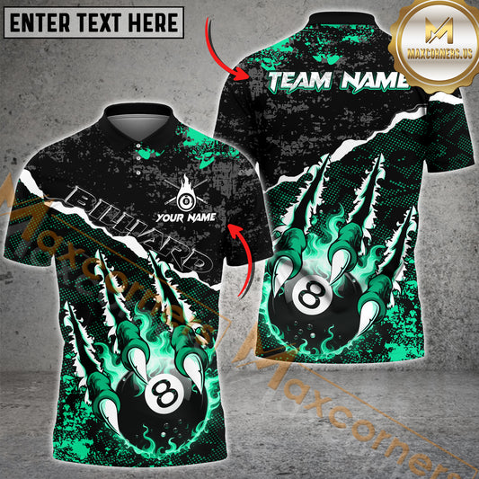 Maxcorners Ball 8 Monster Hand Pro Billiard Jersey Multicolor Options Personalized Name, Team Name 3D Polo Shirt (4 Colors)