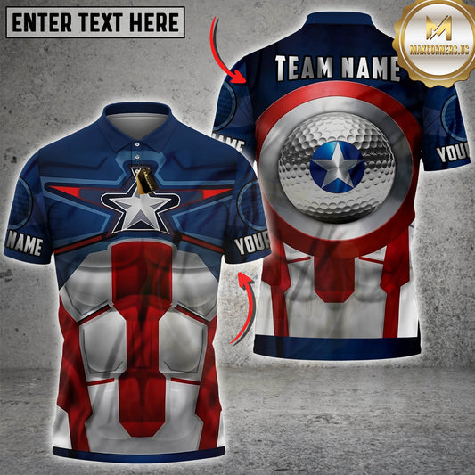 Maxcorners Golf Captain Shield Ball Design Personalized Name 3D Unisex Shirt