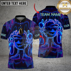 Maxcorners Bowling Neon Fire Mascot Multicolor Customized Name Team Name 3D Shirts