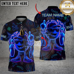 Maxcorners Bowling Neon Flame Character Multicolor Customized Name Team Name 3D Shirts