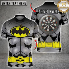 Maxcorners Darts Hero Suit Batman Style Chest Logo Dartboard Back Design Personalized Name 3D Unisex Shirt