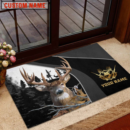 Maxcorners Deer Hunting Forest Classic Personalized Name 3D Doormat
