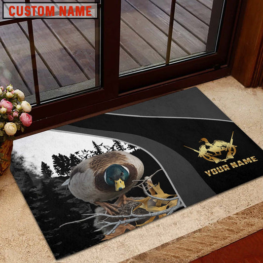 Maxcorners Duck Hunting Forest Classic Personalized Name 3D Doormat
