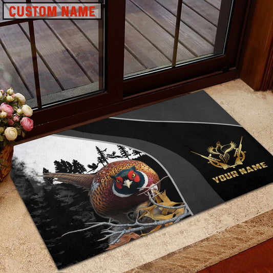 Maxcorners Pheasant Hunting Forest Classic Personalized Name 3D Doormat
