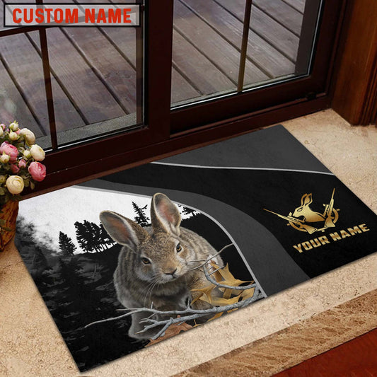 Maxcorners Rabbit Hunting Forest Classic Personalized Name 3D Doormat