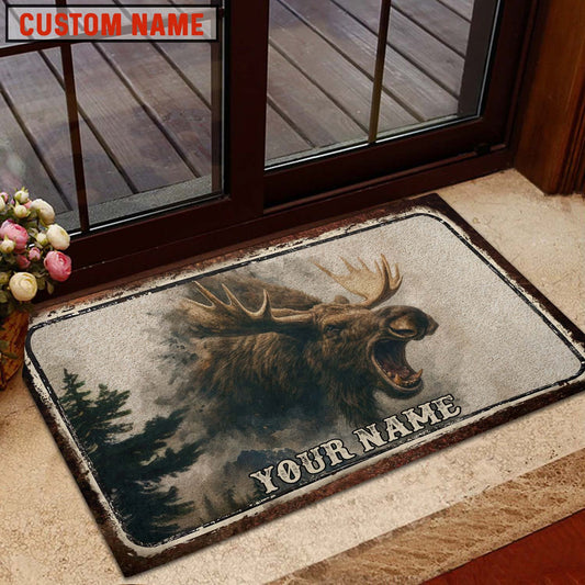 Maxcorners Wilderness Moose Hunter Series Personalized Name 3D Doormat