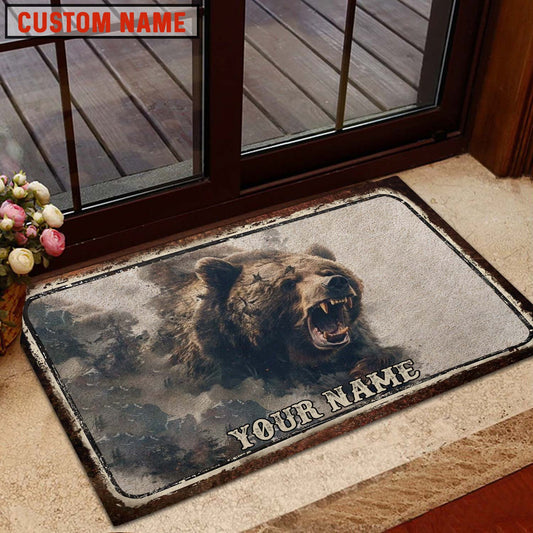 Maxcorners Wilderness Bear Hunter Series Personalized Name 3D Doormat