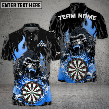 Maxcorners Custom Darts Team Jersey, Fierce Gorilla with Flaming Dartboard Personalization Name And Team Name For Nic Fischer