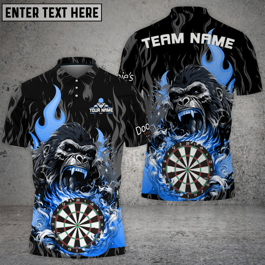 Maxcorners Custom Darts Team Jersey, Fierce Gorilla with Flaming Dartboard Personalization Name And Team Name For Nic Fischer