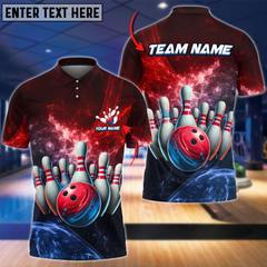 Maxcorners Bowling & Pins Light Crash Multicolor Option Customized Name, Team Name 3D Polo Shirt 02