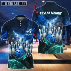 Maxcorners Bowling & Pins Light Crash Multicolor Option Customized Name, Team Name 3D Polo Shirt 02