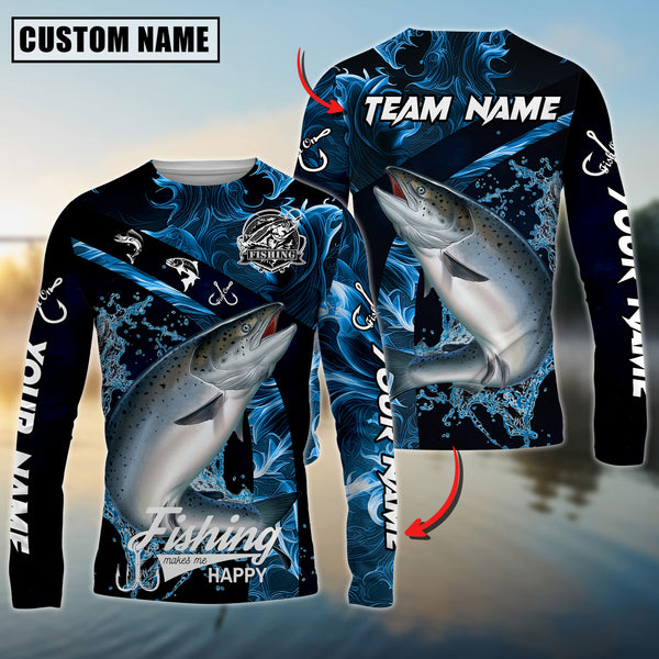 Maxcorners Chinook Fishing Blue Smoke Sun Protection Personalized Name,Team Name 3D Long Sleeve Shirt