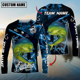 Maxcorners Mahi-Mahi Fishing Blue Smoke Sun Protection Personalized Name,Team Name 3D Long Sleeve Shirt