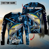 Maxcorners Tuna Fishing Blue Smoke Sun Protection Personalized Name,Team Name 3D Long Sleeve Shirt