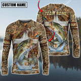 Maxcorners Bass Fishing Camo Cross Sun Protection Personalized Name,Team Name 3D Long Sleeve Shirt