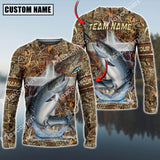 Maxcorners Chinook Fishing Camo Cross Sun Protection Personalized Name,Team Name 3D Long Sleeve Shirt