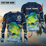 Maxcorners Mahi-Mahi Fishing Sport Jersey Personalized Name, Team Name Long Sleeve Shirt