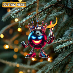 Maxcorners Personalized Bowling King Flame 3D Acrylic Ornament, Custom Holiday Tree Decor, Perfect Gift for Bowler