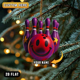 Maxcorners Personalized Bowling Smiley Pins 3D Acrylic Ornament, Custom Holiday Tree Decor, Perfect Gift for Bowler