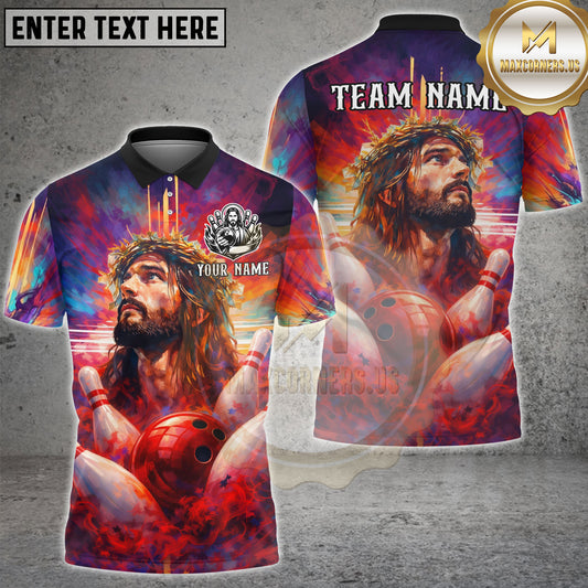 Maxcorners Bowling Jesus Christ Crown of Thorns Abstract Personalized Name 3D Unisex Shirt