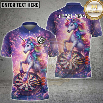 Maxcorners Darts Flower Garden Unicorn Sparkle Personalized Name 3D Unisex Shirt
