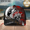 Maxcorners Fshing Ocean Predator Splash Red Black Honeycomb Design Customized Name 3D Cap (6 Breeds)