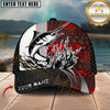 Maxcorners Fshing Ocean Predator Splash Red Black Honeycomb Design Customized Name 3D Cap (6 Breeds)