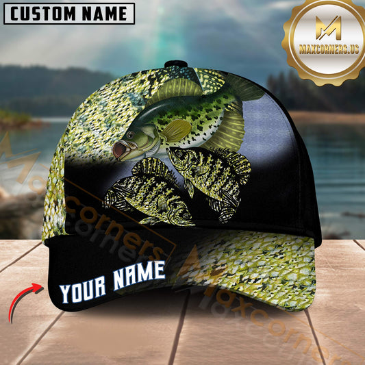 Maxcorners Crappie Fishing Multi Fish Scale Texture Design Customized Name 3D Cap