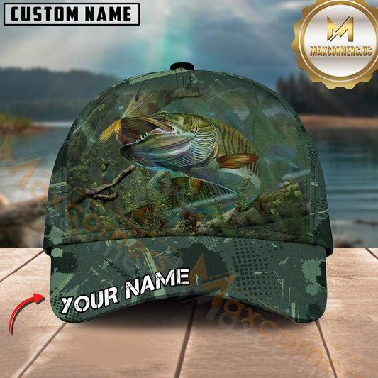 Maxcorners Pike Fishing Predator Strike Underwater Scene Design Customized Name 3D Cap