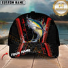 Maxcorners Fishing Jumping Splash Action Red Black Tech Design Customized Name 3D Cap (6 Breeds)