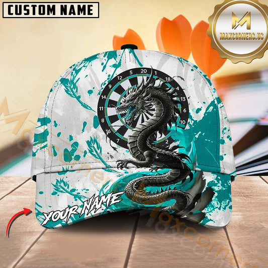 Maxcorners Darts Dragon Splash Art Personalized Name 3D Cap