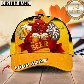 Maxcorners Darts Red Bull Beer Theme Personalized Name 3D Cap