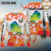 Maxcorners Burning Fishing Team Personalized Name, Team Name 3D Long Sleeve Shirt (Mahi-mahi, Tuna, Chinook, Marlin, Striped Bass, Salmon)