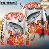 Maxcorners Burning Fishing Team Personalized Name, Team Name 3D Long Sleeve Shirt (Mahi-mahi, Tuna, Chinook, Marlin, Striped Bass, Salmon)