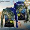 Maxcorners Ocean & Lake Fishing Personalized Name, Team Name 3D Long Sleeve Shirt (Large Mouth Bass, Walleye, Trout, Crappie, Catfish, Pike